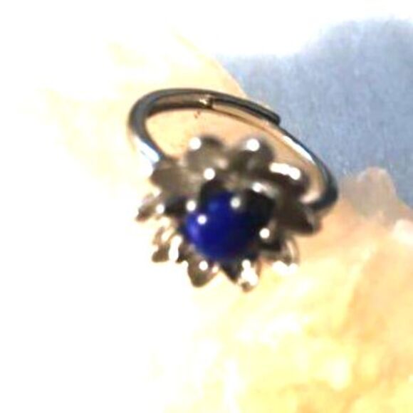 Lapis Flower Ring - Adjustable - Picture 5 of 5